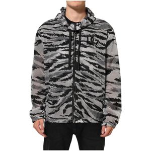 Dolce & Gabbana, Heren, Sweatshirts & Hoodies, Grijs, Maat: XS Polyamide,