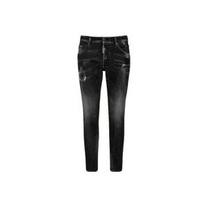 Dsquared2 Zwart & Grijs Slim-Fit Denim Jeans , Black , Heren , Maat: S
