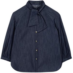 Luisa Cerano, Dames, Blouses & Shirts, Blauw, Maat: XS Denim,