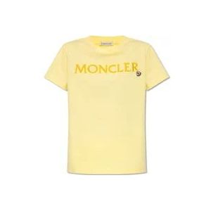 Moncler T-shirt met logo , Yellow , Dames , Maat: S