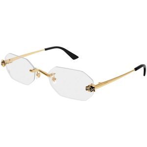 Cartier - Geometrische Brilmonturen - Geel - Metaal - Maat 56 MM