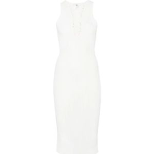 Elisabetta Franchi, Dames, Jurken, Beige, Maat: S Viscose,