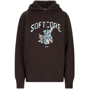 Msgm, Heren, Sweatshirts & Hoodies, Bruin, Maat: XS Katoen,