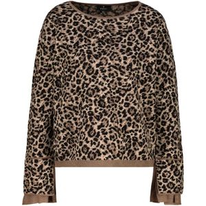 monari - Trui - Chocoladebruin - Dierenprint - Lange Mouw