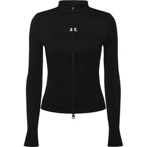 Courrèges, Dames, Sweatshirts & Hoodies, Zwart, Maat: XS Jersey,