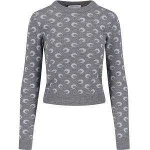 Marine Serre, Dames, Truien, Grijs, Maat: L Wol,