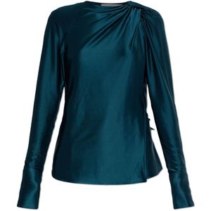 Victoria Beckham, Dames, Blouses & Shirts, Blauw, Maat: S Leer,