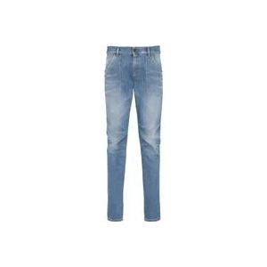 Balmain Slim-fit denim jeans met metalen details , Blue , Heren , Maat: W38
