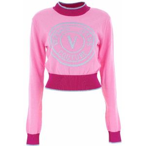 Versace Jeans Couture, Dames, Truien, Roze, Maat: XS