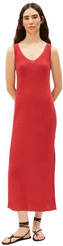 ARMEDANGELS - Geribbelde Gebreide Jurk - Rood - Midi Lengte - Zijsplit