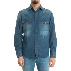Jacob Cohën, Heren, Overhemden, Blauw, Maat: 2XL Denim,
