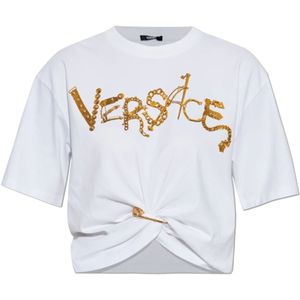 Versace, Dames, Tops, Wit, Maat: 3XS Katoen,