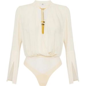 Elisabetta Franchi, Dames, Tops, Beige, Maat: M Viscose,