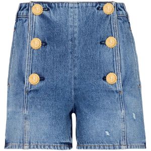 Balmain Denim shorts met knopen , Blue , Dames , Maat: S