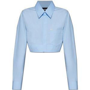 Dsquared2, Dames, Blouses & Shirts, Blauw, Maat: 2XS Katoen,