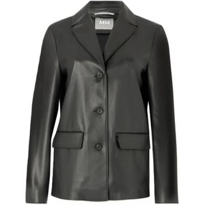 Max Mara, Dames, Jassen, Zwart, Maat: L Leer,