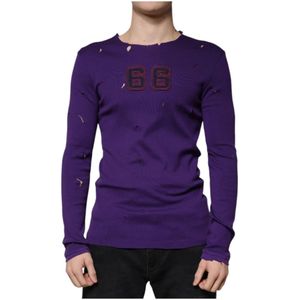 Dolce & Gabbana, Heren, Truien, Paars, Maat: L Katoen,