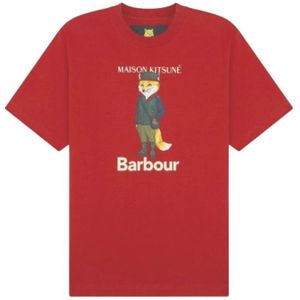 Barbour, Heren, Tops, Rood, Maat: M Katoen,