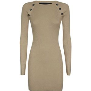 John Richmond, Dames, Jurken, Beige, Maat: L Nylon,