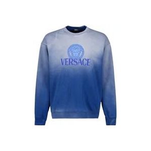 Versace Vintage Medusa Sweatshirt Tie-Dye Blauw , Blue , Heren , Maat: M