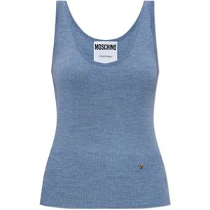 Moschino, Dames, Tops, Blauw, Maat: XS Wol,