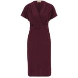 Cartoon - Cocktailjurk - Wijnrood - Gevoerde Zoom - V-hals - Knielengte