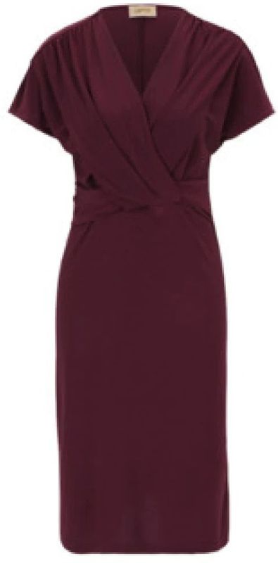 Cartoon - Cocktailjurk - Wijnrood - Gevoerde Zoom - V-hals - Knielengte