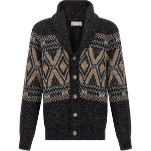 Brunello Cucinelli, Heren, Truien, Veelkleurig, Maat: M Zijde,