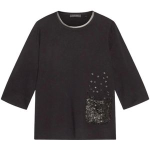 Elena Mirò, Dames, Tops, Zwart, Maat: S