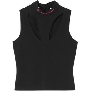 Versace Jeans Couture, Dames, Tops, Zwart, Maat: M Katoen,