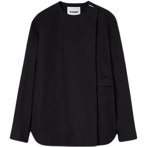 Jil Sander, Heren, Sweatshirts & Hoodies, Zwart, Maat: M Katoen,