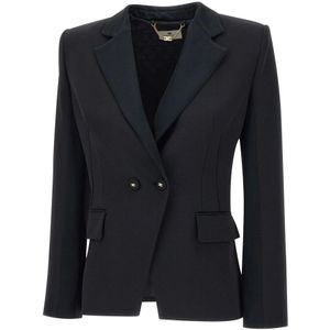Elisabetta Franchi, Dames, Jassen, Zwart, Maat: XL Satijn,