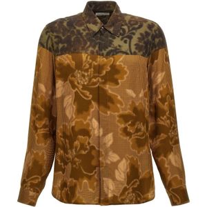 Dries Van Noten, Heren, Overhemden, Bruin, Maat: L Viscose,