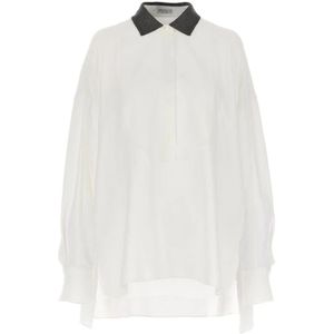 Brunello Cucinelli, Dames, Blouses & Shirts, Wit, Maat: S Katoen,