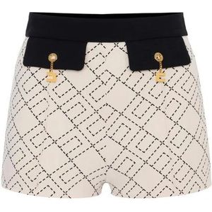 Elisabetta Franchi, Dames, Korte broeken, Wit, Maat: M Satijn,