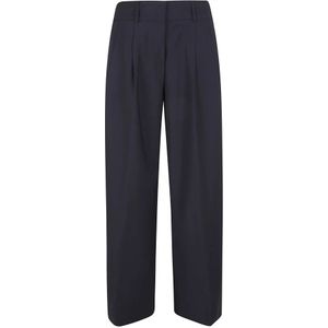 Peserico, Dames, Broeken, Blauw, Maat: M Wol,