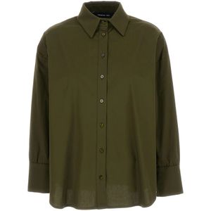 Federica Tosi, Dames, Blouses & Shirts, Groen, Maat: S Katoen,