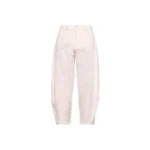 Pinko Cropped Broek in Katoen Satijn , White , Dames , Maat: M