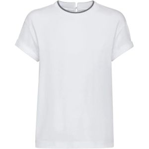Brunello Cucinelli, Dames, Tops, Wit, Maat: S Katoen,