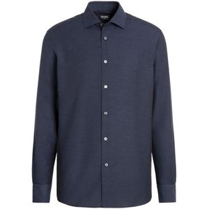Zegna, Heren, Overhemden, Blauw, Maat: XL Katoen,