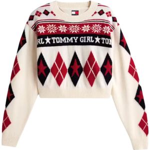 Tommy Jeans, Dames, Truien, Veelkleurig, Maat: XS Wol,