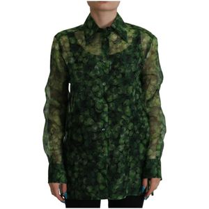 Dolce & Gabbana - TSH7863 - Blouse - Groen - Clover Print - Zijde