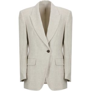 Brunello Cucinelli, Dames, Jassen, Beige, Maat: 2XS Linnen,