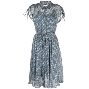 Tommy Hilfiger, Dames, Jurken, Blauw, Maat: XS Chiffon,