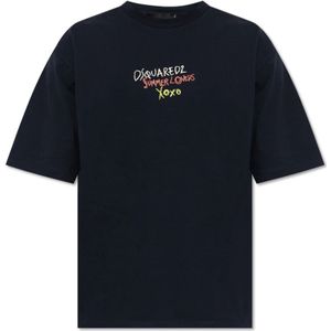 Dsquared2, Heren, Tops, Zwart, Maat: L Katoen,