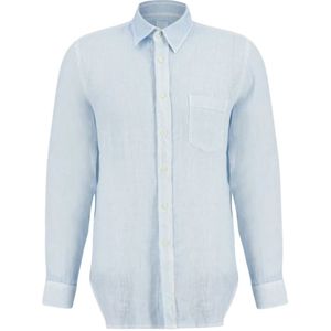 120% Lino, Heren, Overhemden, Blauw, Maat: 2XL Linnen,