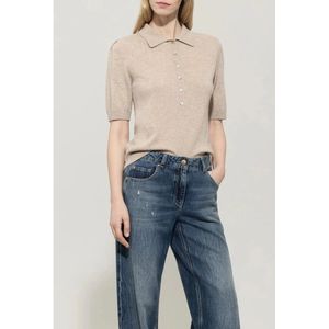 Luisa Cerano, Dames, Tops, Beige, Maat: S Wol,