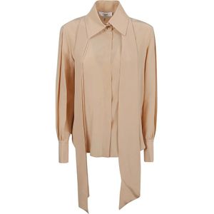 Chloé, Dames, Blouses & Shirts, Beige, Maat: 2XS Zijde,