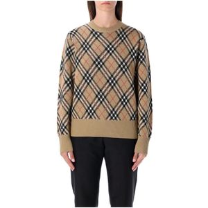 Burberry, Dames, Truien, Beige, Maat: L Wol,