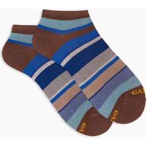 Gallo - Enkelsokken - Bruin - Licht Stretchkatoen - Veelkleurig Streepmotief